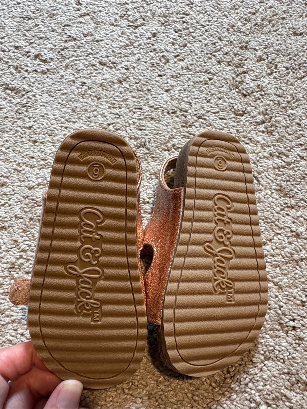 Cat & Jack Glitter Copper-Brown Kids' Double Buckle Sandals